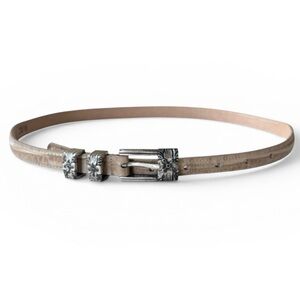 Brighton Vintage Croc Embossed Leather Skinny Belt